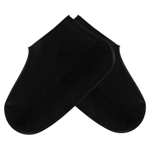 Cabilock wasserdichte rutschfeste Gummi Überschuhe für Erwachsene Dicke Verschleißfeste Schuhüberzieher Outdoor Schutz bei Regen Schnee und Schlamm Schwarz von Cabilock