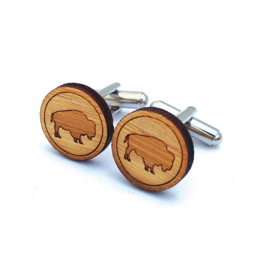 Bison Manschettenknöpfe. Büffel Manschettenknöpfe Aus Holz. Wilder Westen. Bräutigam Geschenk. Geschenk Für Männer. Herren Geschenke Papa. Cowboy von Cabin