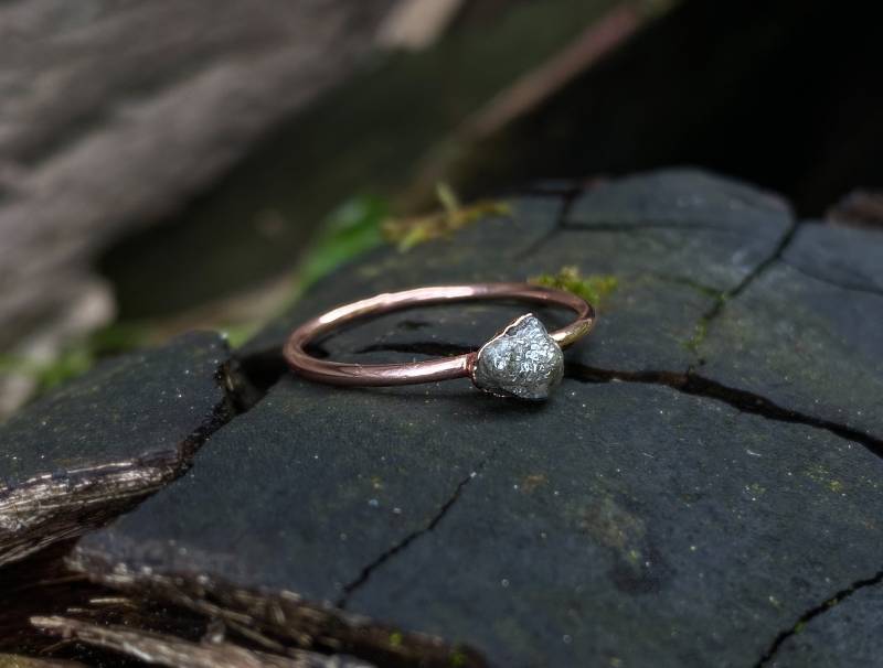 Kupfer - Und Rohdiamantring Größe 55Fr/7, 5Us K13 von CabinetDelAlchimiste