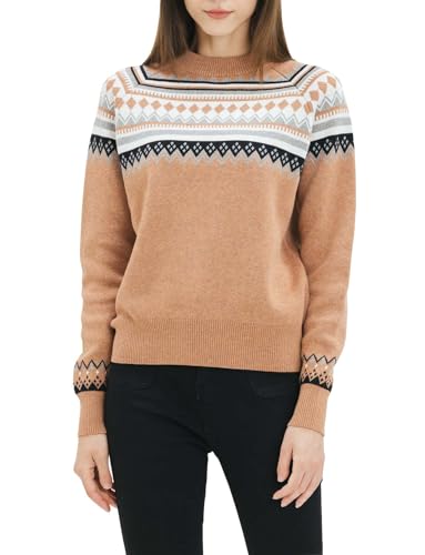 Cable Stitch Damen Fair Isle Sweater - Klassischer Vintage Jacquard Langarm Rundhals Pullover Top, Bark, Groß Cable Stitch Damen Fair Isle Sweater - Klassischer Vintage Jacquard Langarm Rundhals Pullover Top, Bark, Groß von Cable Stitch