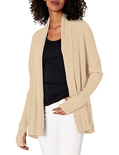 Cable Stitch Damen Langarm Rippstrick Cardigan mit Daumenloch Medium Warm Elfenbein von Cable Stitch