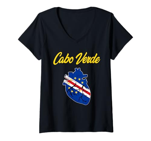 Damen Cabo Verde, Kapverde-Flagge, Flagge von Cabo Verde. T-Shirt mit V-Ausschnitt Damen Cabo Verde, Kapverde-Flagge, Flagge von Cabo Verde. T-Shirt mit V-Ausschnitt von Cabo Verde,Flag of Cape verde,Cabo Verde Flag.