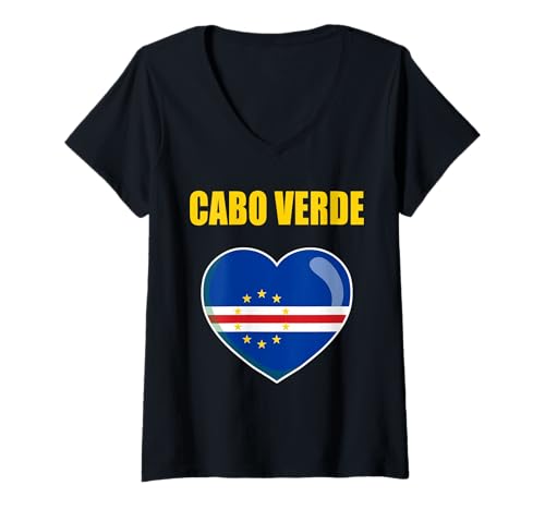 Damen Cabo Verde, Kapverde-Flagge, Flagge von Cabo Verde. T-Shirt mit V-Ausschnitt Damen Cabo Verde, Kapverde-Flagge, Flagge von Cabo Verde. T-Shirt mit V-Ausschnitt von Cabo Verde,Flag of Cape verde,Cabo Verde Flag.