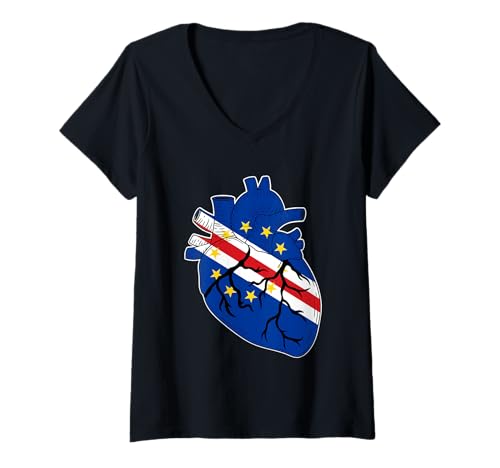 Damen Cabo Verde, Kapverde-Flagge, Flagge von Cabo Verde. T-Shirt mit V-Ausschnitt Damen Cabo Verde, Kapverde-Flagge, Flagge von Cabo Verde. T-Shirt mit V-Ausschnitt von Cabo Verde,Flag of Cape verde,Cabo Verde Flag.