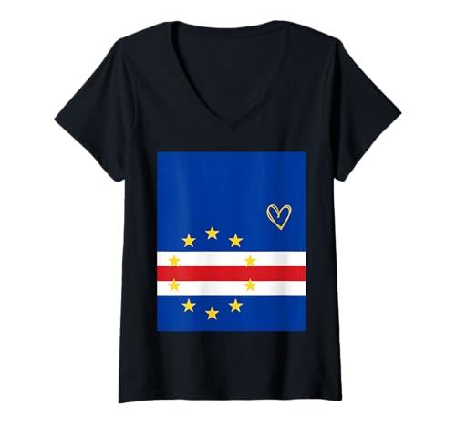 Damen Cabo Verde Flagge Kap Verde Stolzer Erbe Nationalfeiertag T-Shirt mit V-Ausschnitt Damen Cabo Verde Flagge Kap Verde Stolzer Erbe Nationalfeiertag T-Shirt mit V-Ausschnitt von Cabo Verde Flag Cape Verdean National Gifts Idea