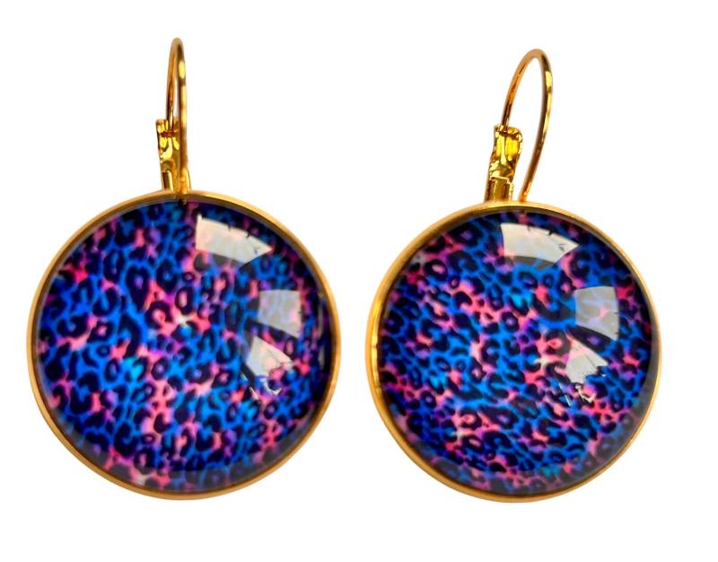 Cabochon Klappbrisuren Groß/Mittel Klein Mini Gold Leo Rosa Pink Blau Leopardenmuster Aus Edelstahl 25 Mm, 12 8 Mm Motiv von Cabochon4you