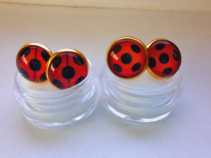 Marienkäfer Ladybug Ohrstecker 12 Mm Gold von Cabochon4you