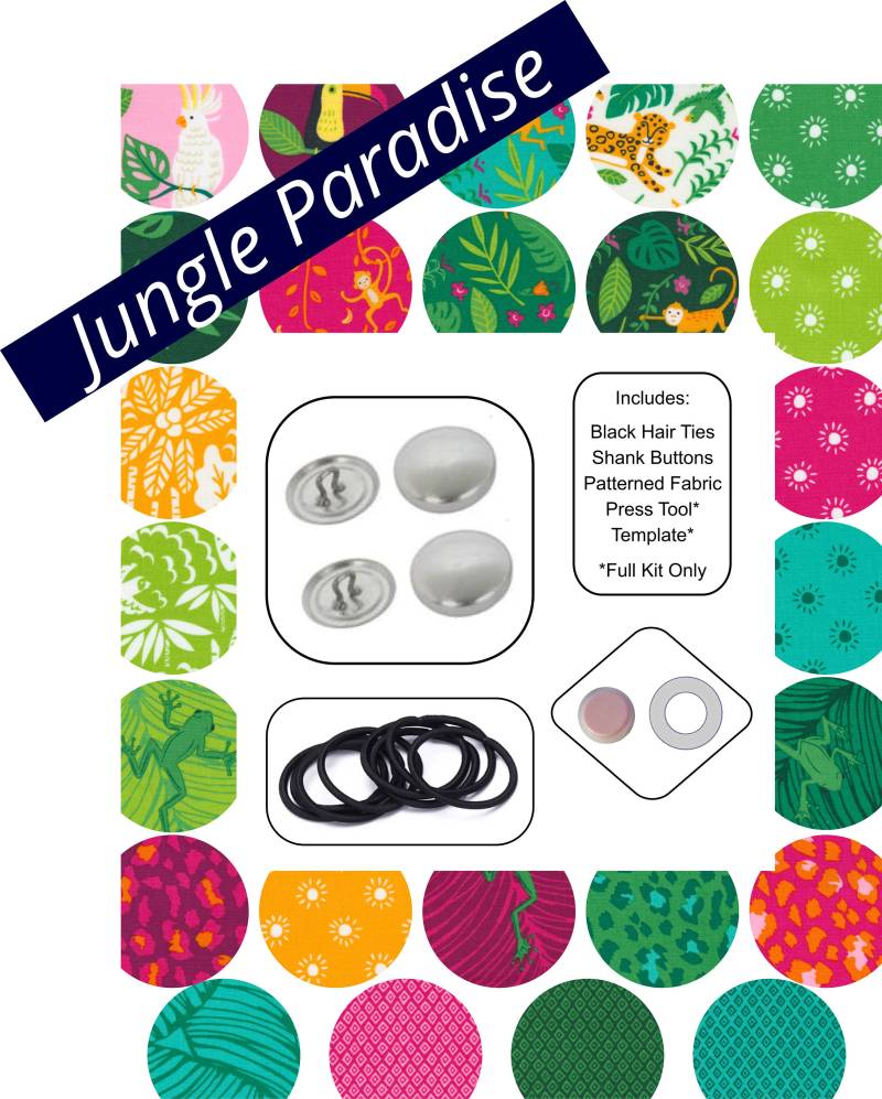 Hair Ties Cover Button Kit Enthält Eine Vollständige Anleitung. Diy Moda Jungle Paradise Wähle Deine Größe von CabochonsAndSettings