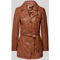 Cabrini Lederjacke mit Bindegürtel in Cognac, Größe 46 von Cabrini