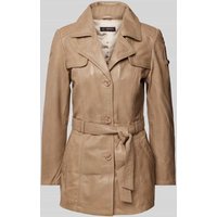Cabrini Lederjacke mit Bindegürtel in Offwhite, Größe 44 von Cabrini