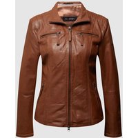 Cabrini Lederjacke mit Crinkle-Effekt in Cognac, Größe 36 von Cabrini