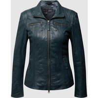 Cabrini Lederjacke mit Crinkle-Effekt in Marine, Größe 46 von Cabrini