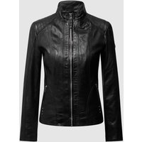 Cabrini Lederjacke mit variablem Stehkragen in Black, Größe 36 von Cabrini