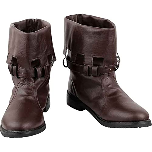 Cachorro Mittelalterliche Piraten-Flanschstiefel, Outdoor-Mode Herren-Vintage-Wikingerschuhe, Steampunk-Retro-PU-Lederstiefel mit kleinem Absatz, 1 Paar,Braun,42 Cachorro Mittelalterliche Piraten-Flanschstiefel, Outdoor-Mode Herren-Vintage-Wikingerschuhe, Steampunk-Retro-PU-Lederstiefel mit kleinem Absatz, 1 Paar,Braun,42 von Cachorro