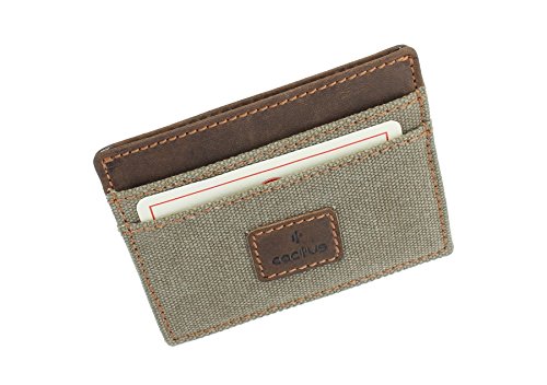 CACTUS dünne Leinwand Kartenhalter mit Lederbesatz und RFID Schutz 625_81 Khaki von Cactus
