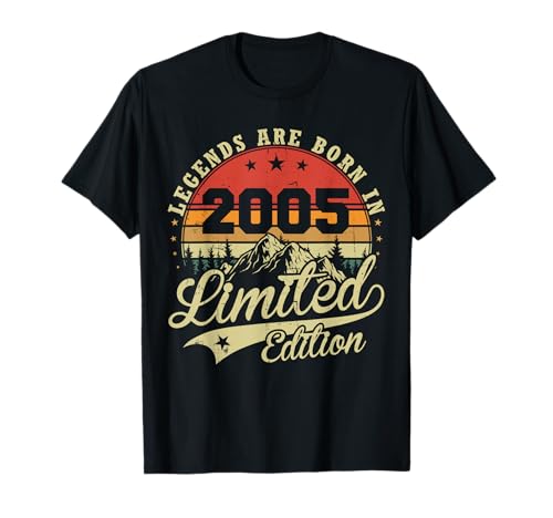 Vintage 2005 Retro Geschenk zum Geburtstag 20 Jahre Männer Frauen T-Shirt von Cadeau D'anniversaire 20 Ans Pour Nées En 2005