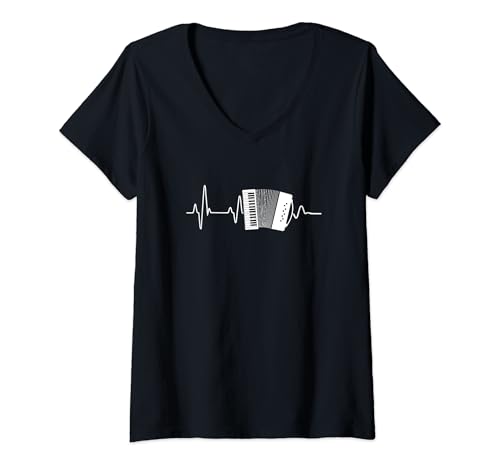 Cadeau pour Accordéonist Damen Akkordeon Herzschlag Geschenk Musiker Akkordeon T-Shirt mit V-Ausschnitt Schwarz S Cadeau pour Accordéonist Damen Akkordeon Herzschlag Geschenk Musiker Akkordeon T-Shirt mit V-Ausschnitt Schwarz S von Cadeau pour Accordéonist Accordeon Cadeau Musicien