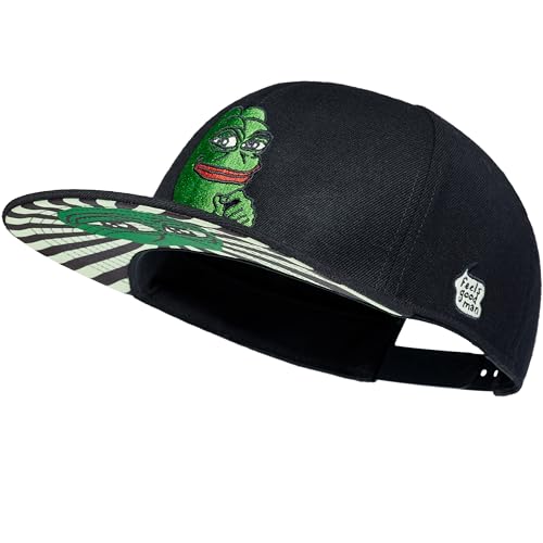 Cadency® Snapback Cap Pepe Coin, Schwarz, Unisex, Größenverstellbar von Cadency