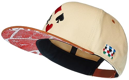 Cadency Snapback Cap Herren, Poker, Baseball Kappe, Basecap gerader Schirm, Premium Qualität, Langlebig, Einheitsgröße, Unisex, Beige, Größenverstellbar von Cadency