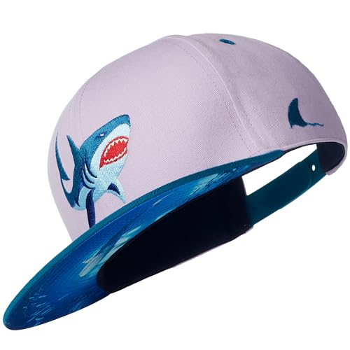 Cadency® Snapback Caps Damen und Herren, Shark, Hai, Pastel Lila, Rosa, Unisex, Größenverstellbar von Cadency
