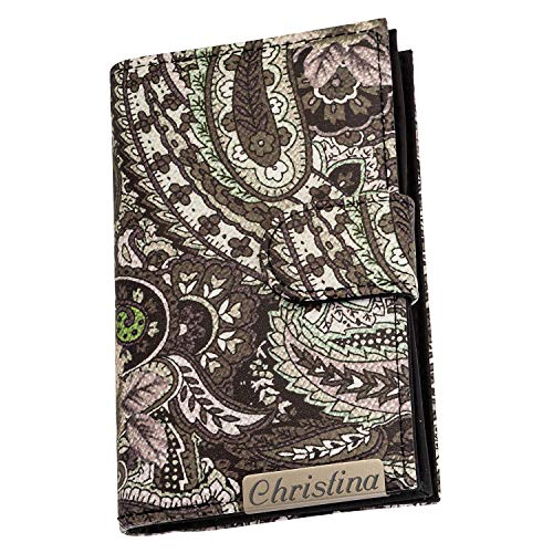 Cadenis Damen-Geldbörse Vintage mit Laser-Gravur Oliv hoch 15 x 9,5 cm von Cadenis