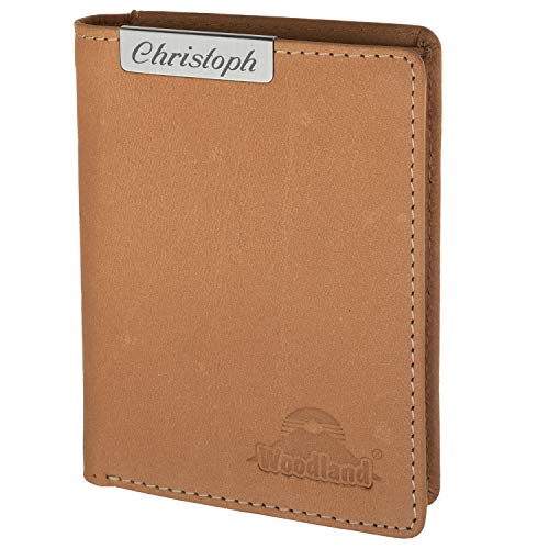 Cadenis Herren-Geldbörse mit Laser-Gravur und RFID-Schutz Büffelleder Cognac hoch 12,5 x 9,5 cm von Cadenis