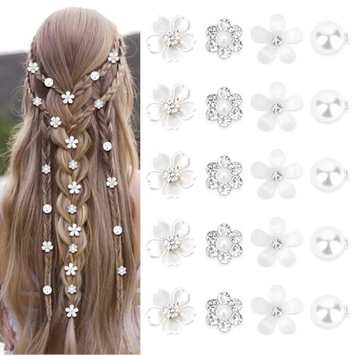 20 Stück Weiße Kleine Blumen Haarspangen,Mini Blumen Haarspangen mit Strass,Kleine Dekorative Haar Accessoire,Süße Mini Haarnadeln,Täglicher Haarschmuck, Hochzeitshaarnadeln für Frauen,Mädchen 20 Stück Weiße Kleine Blumen Haarspangen,Mini Blumen Haarspangen mit Strass,Kleine Dekorative Haar Accessoire,Süße Mini Haarnadeln,Täglicher Haarschmuck, Hochzeitshaarnadeln für Frauen,Mädchen von Cadimus