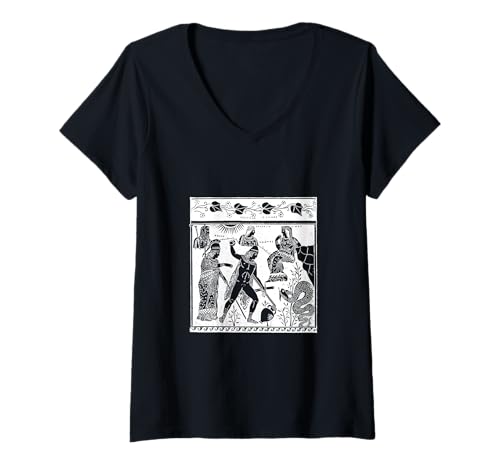 Damen Cadmus Dragon Ancient Greek Mythology Scene Classical Heroic T-Shirt mit V-Ausschnitt Damen Cadmus Dragon Ancient Greek Mythology Scene Classical Heroic T-Shirt mit V-Ausschnitt von Cadmus Dragon Ancient Greek Mythology