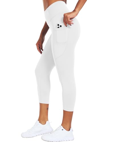 CADMUS Caprihose mit hoher Taille für Damen, sanfte Kompression, Yogahose für Workout, athletische Taschen, Capri: 1er-Pack, Weiß, X-Groß CADMUS Caprihose mit hoher Taille für Damen, sanfte Kompression, Yogahose für Workout, athletische Taschen, Capri: 1er-Pack, Weiß, X-Groß von Cadmus