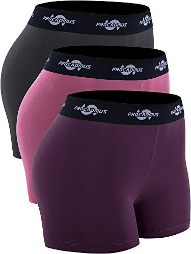 CADMUS Damen Spandex Volleyball Shorts 7,6 cm Workout Pro Shorts, 35# 3er-Pack: Grau & Violett & Rosa, Mittel von Cadmus