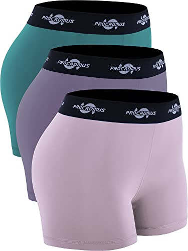 CADMUS Damen Spandex Volleyball Shorts 7,6 cm Workout Pro Shorts, 35# 3er-Pack: Hellrosa & Hellviolett & Grün, Mittel von Cadmus