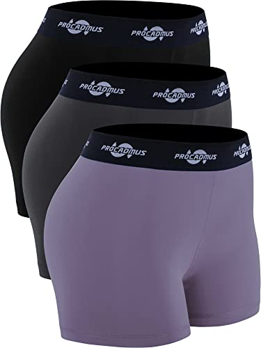 CADMUS Damen Spandex Volleyball Shorts 7,6 cm Workout Pro Shorts, 35# 3er Pack: Schwarz & Grau & Lavendel, Groß von Cadmus