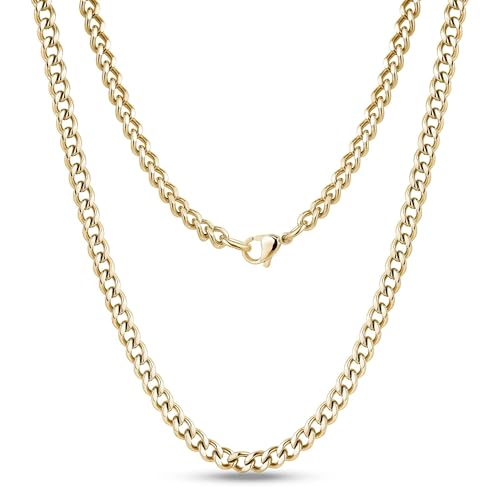 Cadoline 316L Rostfrei Stahl Herren Schmuck 6mm 60cm Gold Verknüpfung Bordstein Kette Halskette von Cadoline