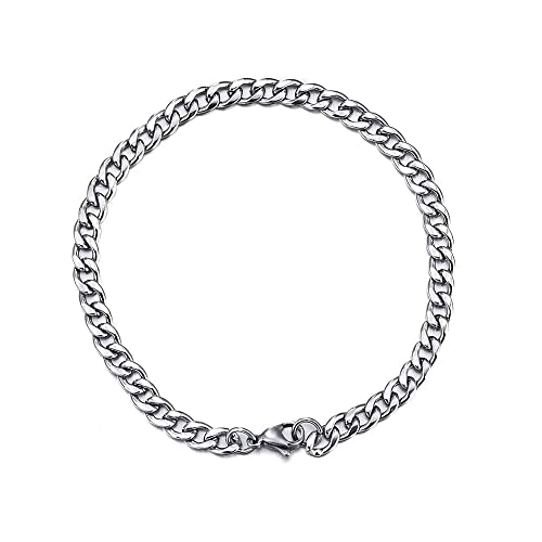 Cadoline 5 mm 10 Zoll (25 cm) kubanisches Panzerkettenarmband aus 316L-Edelstahl für Herren in Silber von Cadoline