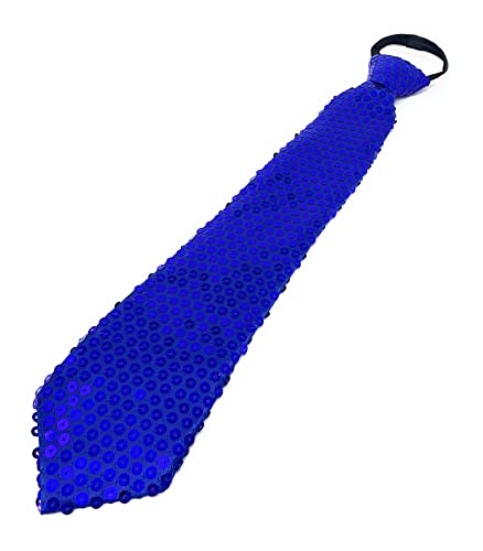 Cadoline Blaue Herren-Krawatte zum Anklipsen aus Polyester mit Pailletten, 38 x 8 cm von Cadoline