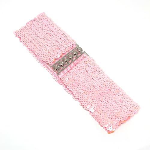 Cadoline Breite große Pailletten in Rosa Gürtellänge/Breite 56 x 7 cm, elastische Taille, Paillette-Stil von Cadoline
