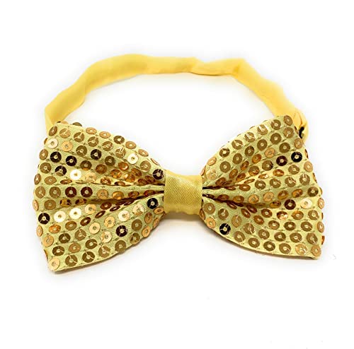 Cadoline Gelbe Herren-Fliege aus Polyester mit Pailletten, 22 x 6 cm von Cadoline