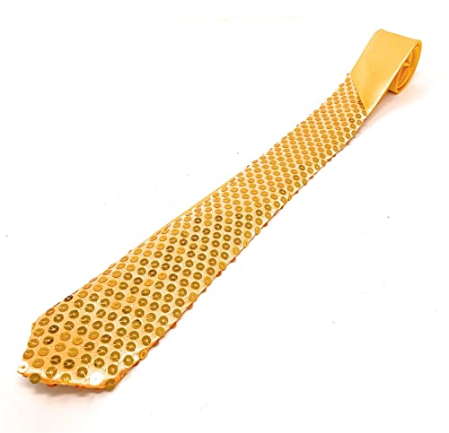 Cadoline Gelbe Herren-Krawatte aus Polyester mit Pailletten, 38 x 8 cm von Cadoline