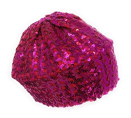 Cadoline Pinkfarbene Damen-Flappermütze aus elastischem Pailletten-Polyester mit 23 cm Durchmesser von Cadoline