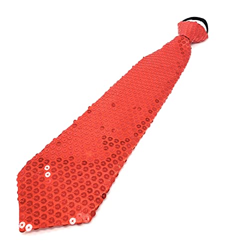 Cadoline Rote Herren-Krawatte zum Anklipsen aus Polyester mit Pailletten, 38 x 8 cm von Cadoline