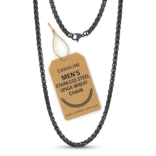 Cadoline Schwarze 316L Edelstahl Herrenschmuck Weizenkette Geflechtseil 3 mm 20 Zoll Halskette von Cadoline