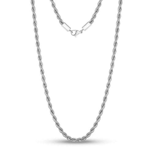 Cadoline Silber 316L Edelstahl Herrenschmuck 2 mm 20 Zoll Knotenseil Halskette von Cadoline