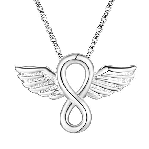 Cadoline Versilbert Unendlichkeit Engel Flügel Halskette Größe 2 x 1.0cm 18" Kette Anhänger von Cadoline