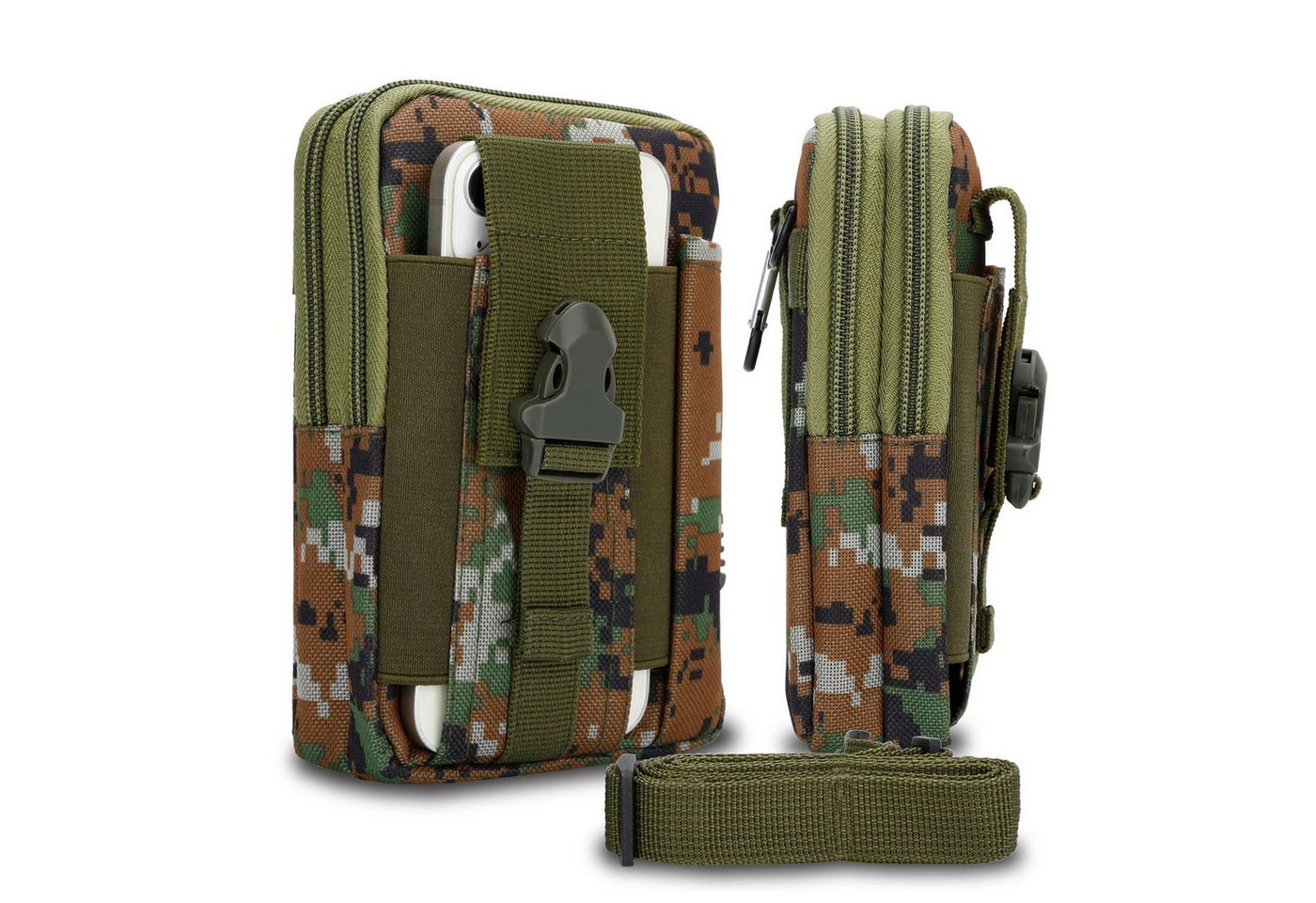 Cadorabo Handytasche für Motorola MOTO G8 PLUS (1-tlg), Hülle mit Schultergurt Handyhalter Militär Gürteltasche Hüfttasche von Cadorabo