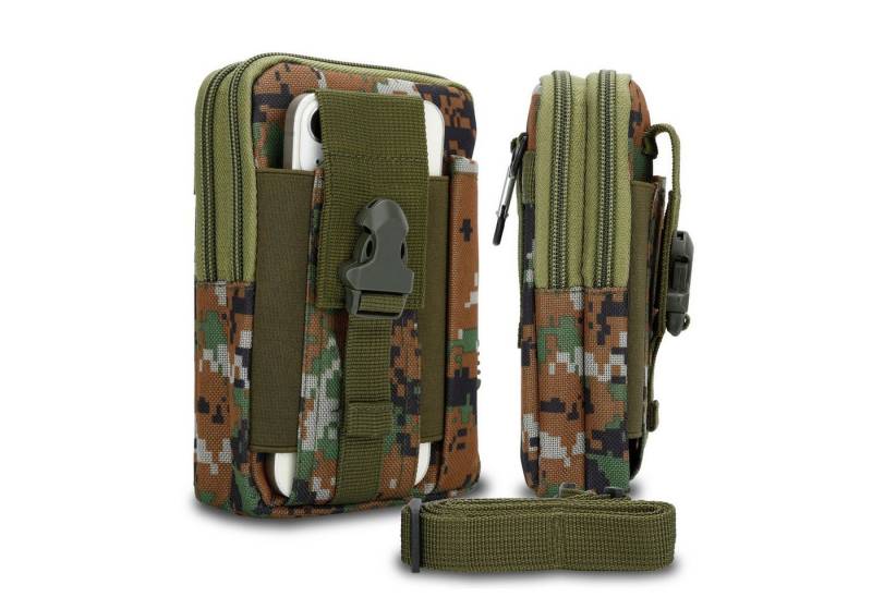 Cadorabo Handytasche für iPhone X / XS (1-tlg), Hülle mit Schultergurt Handyhalter Militär Gürteltasche Hüfttasche von Cadorabo