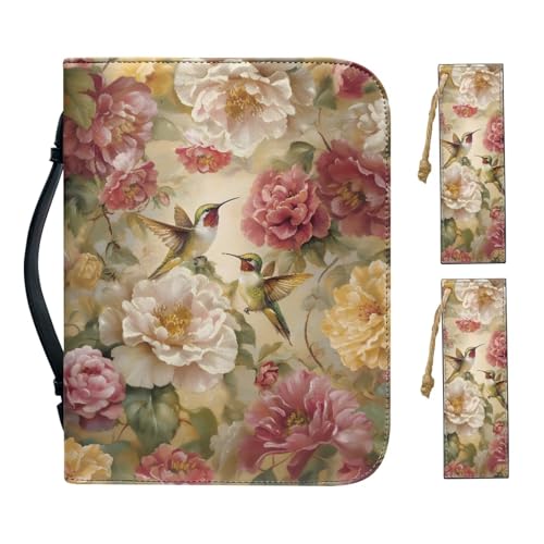 Cadowhimsy Bibelhülle mit Pfingstrose, Blumenmuster, Kolibri-Druck, Kirche, Bibeltasche mit Lesezeichen, PU-Leder, Buchhüllen, Trage-Bibelhülle mit Reißverschlusstaschen für Gebet, M Cadowhimsy Bibelhülle mit Pfingstrose, Blumenmuster, Kolibri-Druck, Kirche, Bibeltasche mit Lesezeichen, PU-Leder, Buchhüllen, Trage-Bibelhülle mit Reißverschlusstaschen für Gebet, M von Cadowhimsy