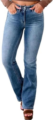 Caduola Holy Grail Bootcut-Jeans mit Bauchkontrolle, hoch taillierte Bootcut-Jeans für Damen, dehnbar, Bauchkontrolle-Jeans, Bootcut-Jeans mit hohem Bund für Damen (M, Blue Standard) von Caduola
