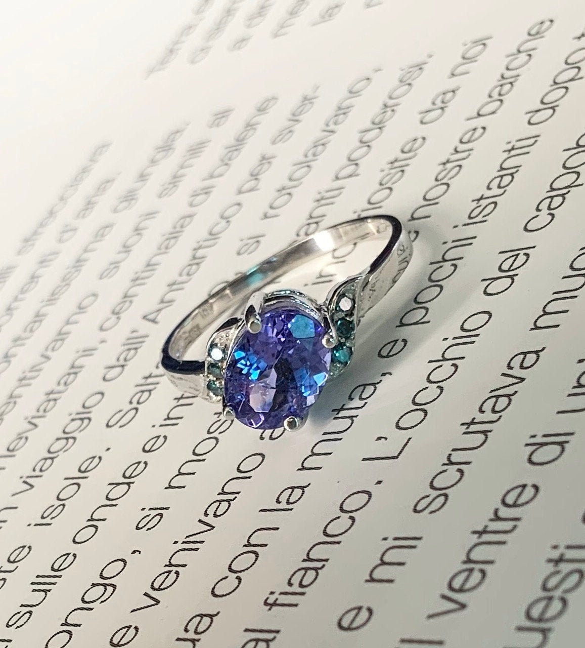 10 K Weißgold Natürliche Tanzanite Ring, Blau Diamant-Ring, Bewertung, Edelstein-Ring, Für Sie von CaeruleumJewelry