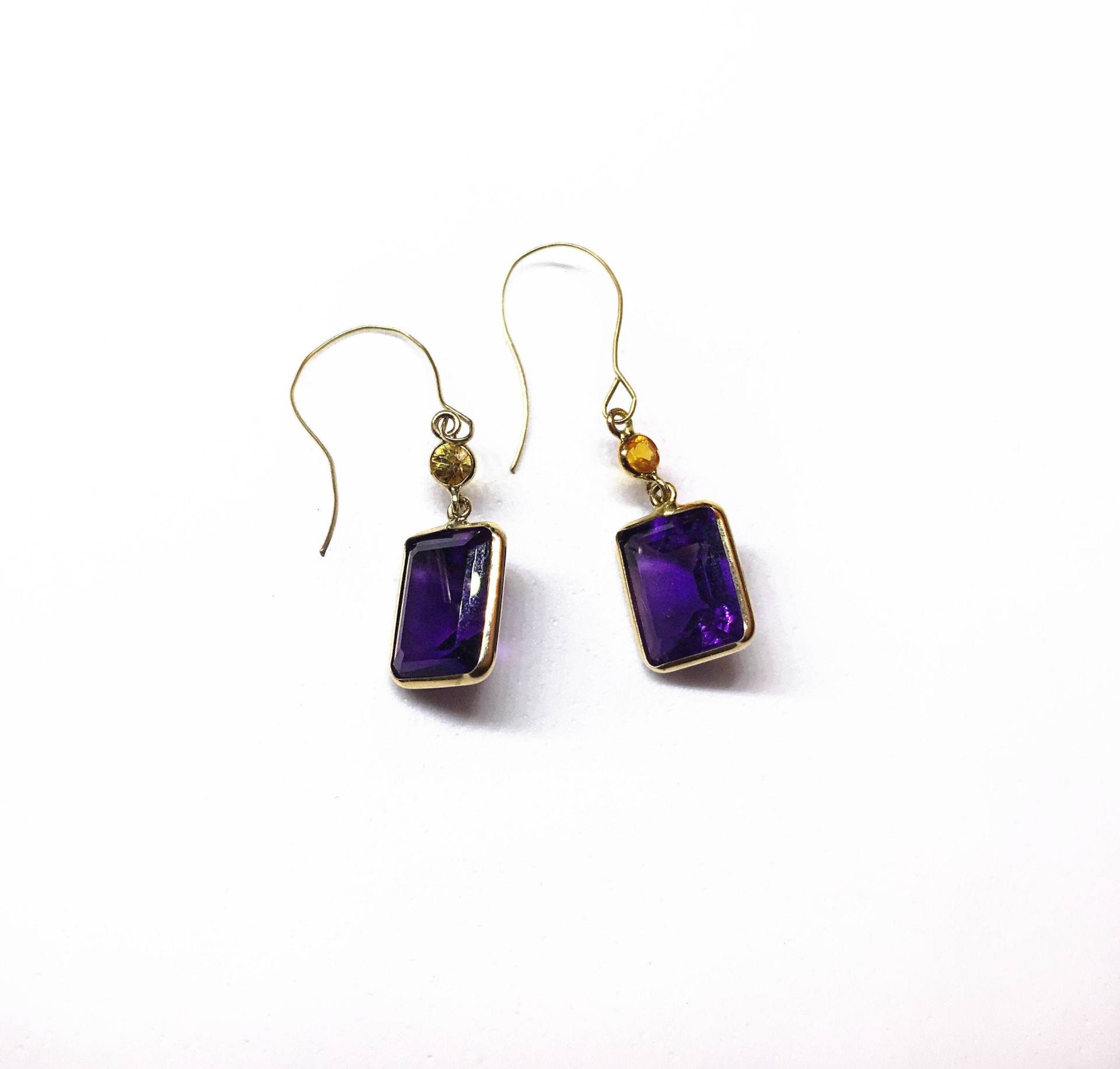 14 K Gelbgold Ohrringe, Natürliche Amethyst Citrin Bewertung, Trendige Edelstein Ohrringe 14 K Gelbgold Ohrringe, Natürliche Amethyst Citrin Bewertung, Trendige Edelstein Ohrringe von CaeruleumJewelry