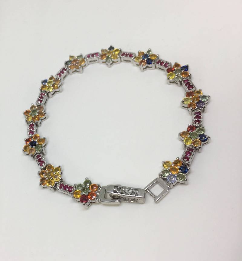 925Er Silber Natürlicher Saphir Und Rubin Armband, Schätzpreis 1.920 Cad von CaeruleumJewelry